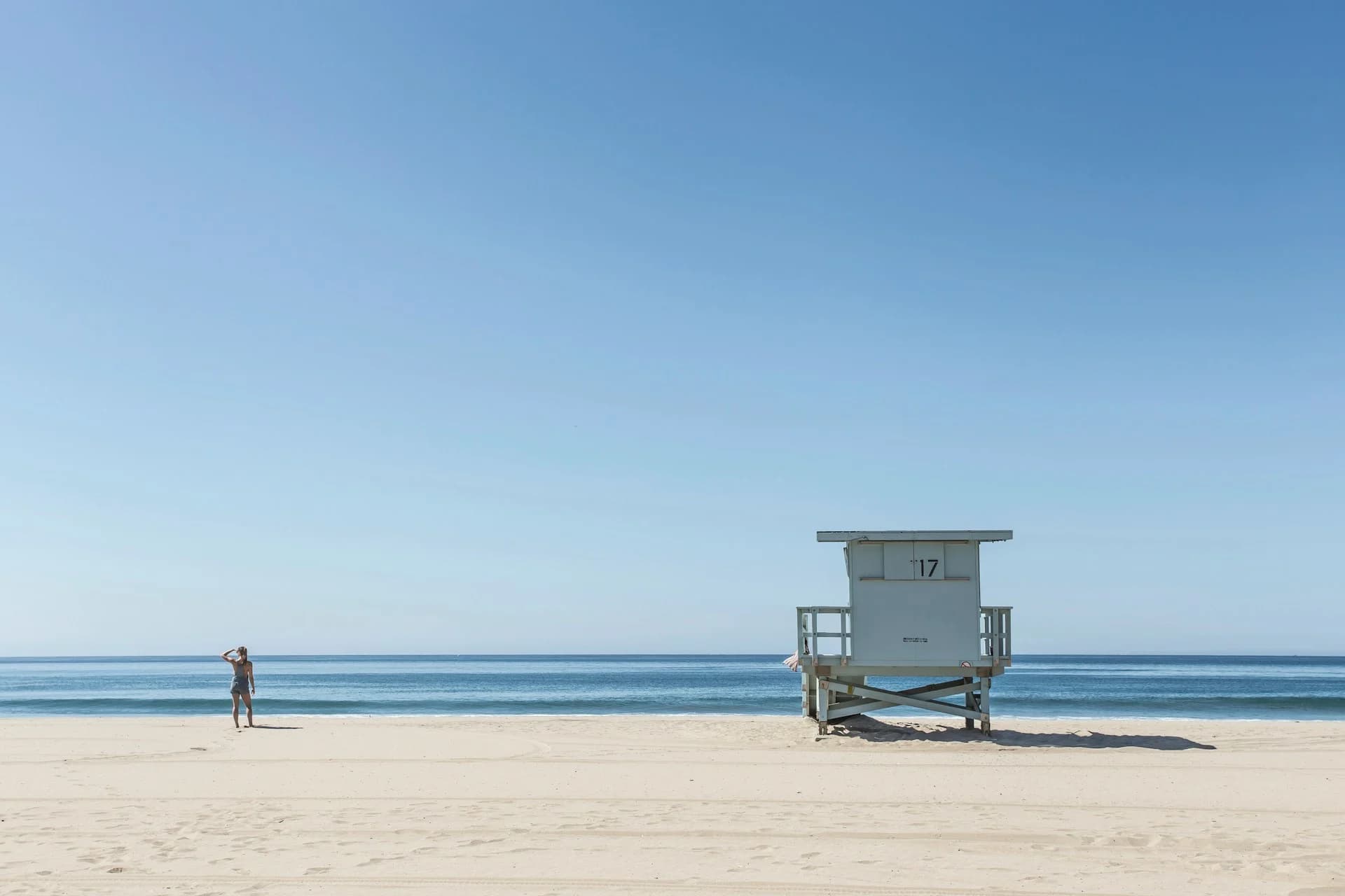 Sunset lifeguard tower overlooking the beach